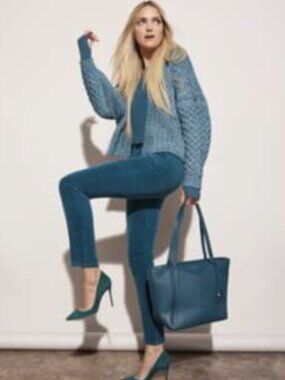 CAbi High Skinny Teal Jeans